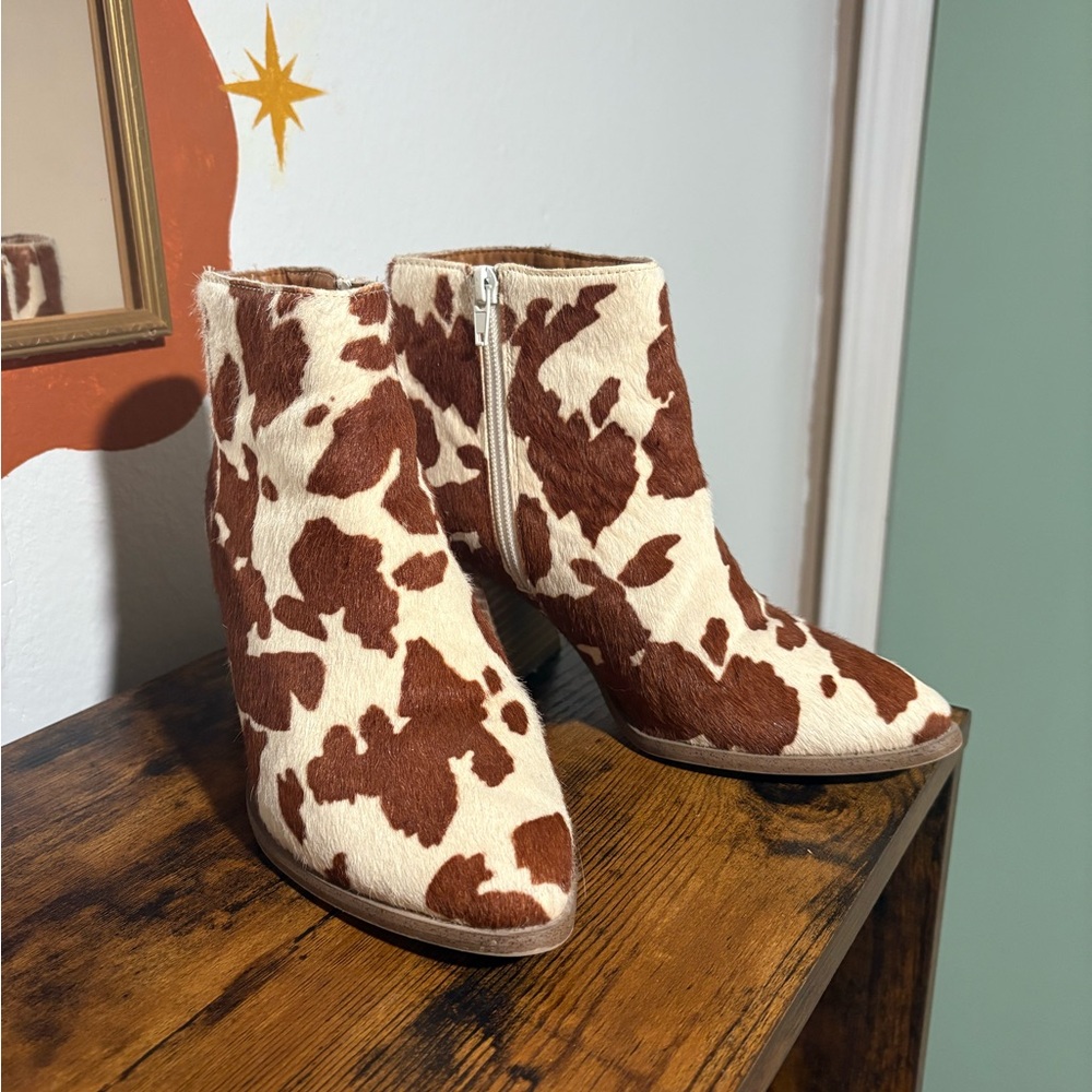 Cow Print Ankle Booties